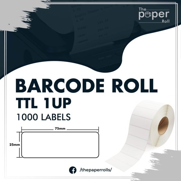 Barcode Label 75mmX25mm 1up 1000L